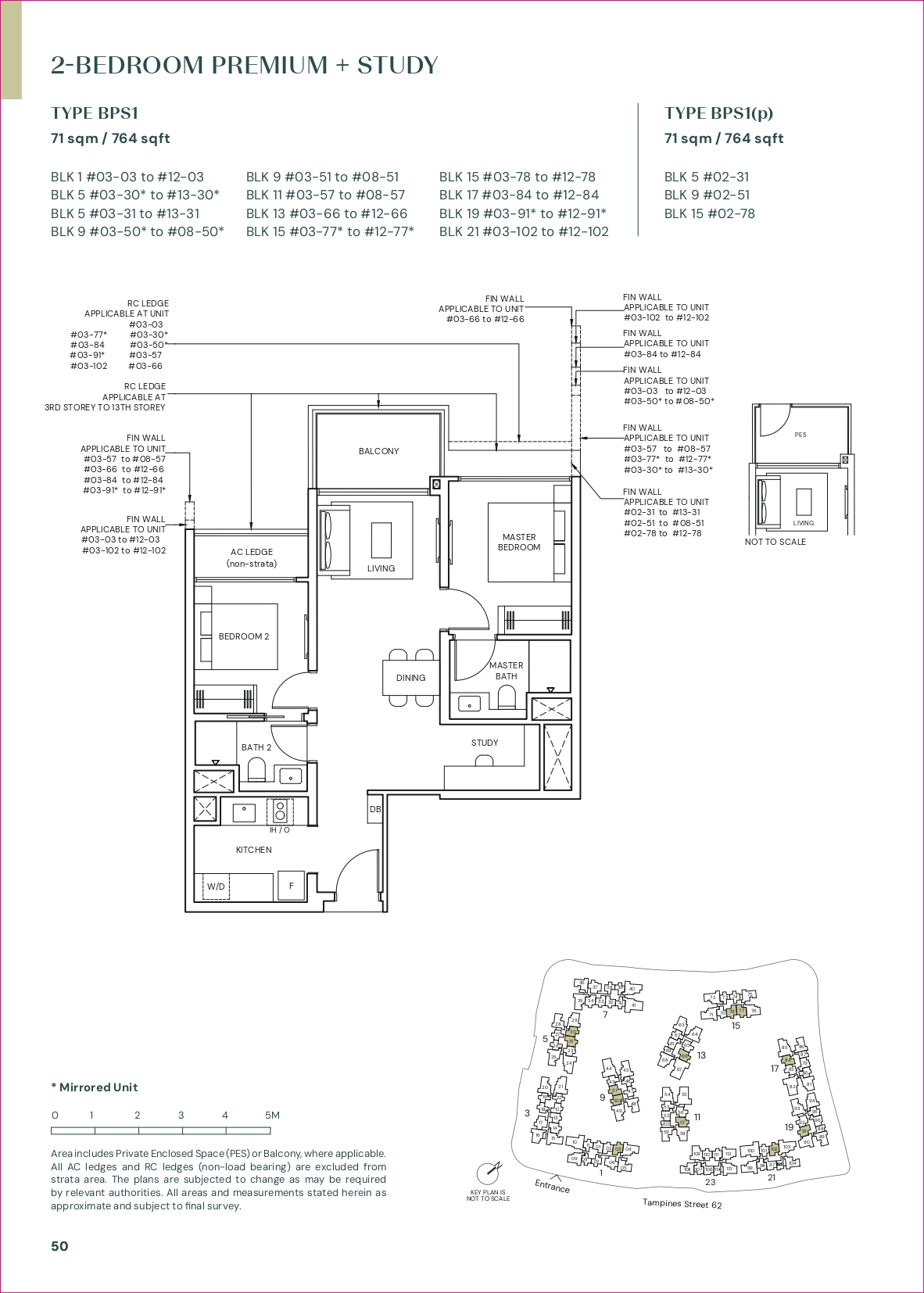 Parktown Residence 2 Bedroom Premium + Study Floor Plan